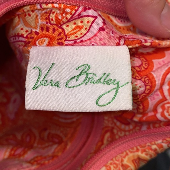 Vera Bradley Pink Tangerine Orange Quilted Zip Top Shoulder VB Bag Flat Bottom - Picture 2 of 16